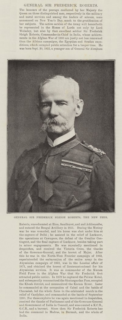 General Sir Frederick Sleigh Roberts, den nye jævnaldrende af English Photographer