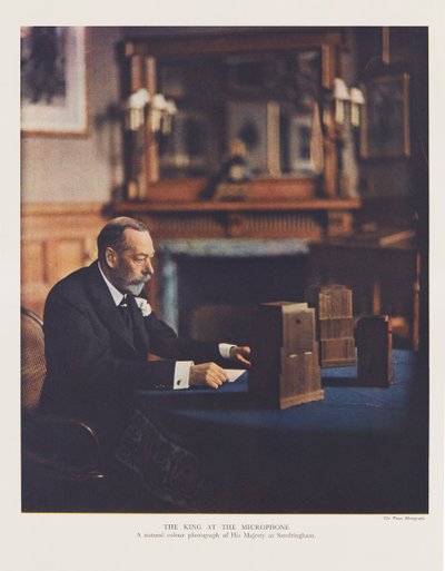 George V udsender sit julebudskab til det britiske Commonwealth og imperium af English Photographer