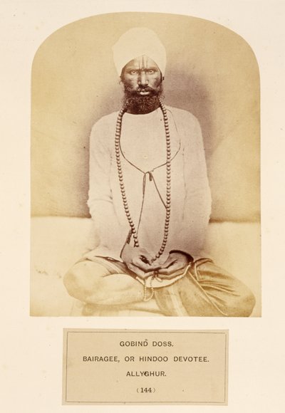 Govind Doss, Bairagee eller Hindoo Devotee, Allyghur, fra The People of India, af J. Forbes Watson, udgivet 1868 (albummetryk) af English Photographer