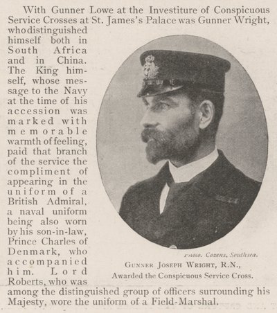 Gunner Joseph Wright, RN, tildelt Conspicuous Service Cross af English Photographer