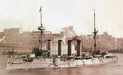 HMS Aboukir, 1902 (sepiatryk) af English Photographer