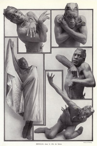 Habib Benglia, algerisk-født fransk danser og skuespiller i rollen som Satan i Un Soir de Folie på Folies Bergere, Paris af English Photographer
