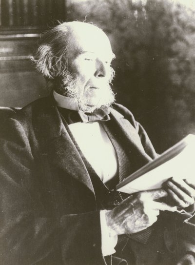 Herbert Spencer, portræt, læsning (s/h foto) af English Photographer