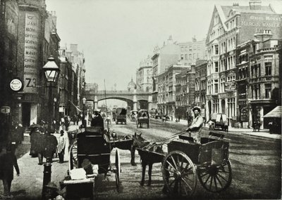 Holborn Viaduct, Farringdon Street, ser mod nord, City of London, 1890 af English Photographer