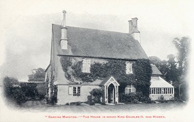 Hus i landsbyen Long Marston, Gloucestershire, hvor kong Charles II blev skjult efter sin flugt efter hans hærs nederlag i slaget ved Worcester af English Photographer