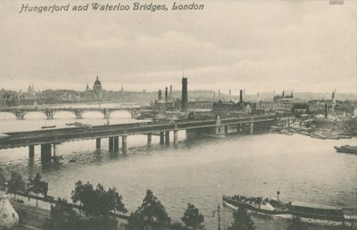 Hungerford og Waterloo Bridges, London af English Photographer