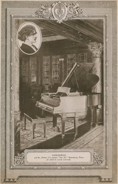 Ignacy Jan Paderewski og Aeolian Company berømte Duo-Art Reproducering Piano af English Photographer
