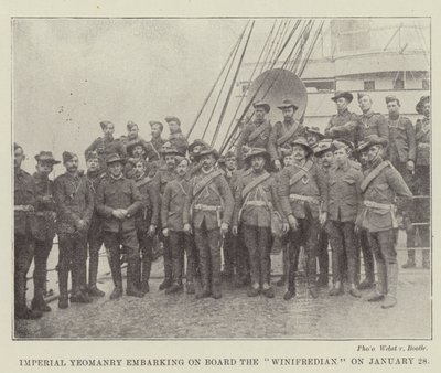 Imperial Yeomanry går om bord på Winifredian den 28. januar af English Photographer