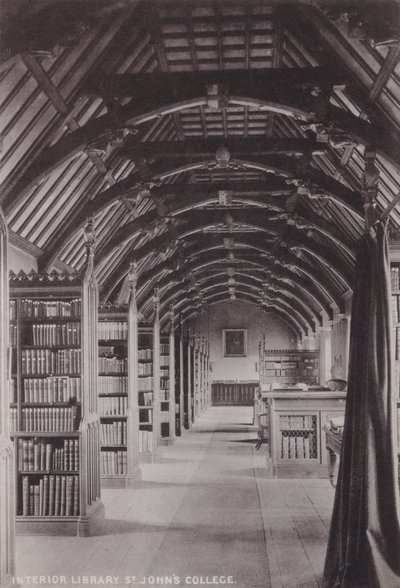 Interiørbibliotek St Johns College af English Photographer