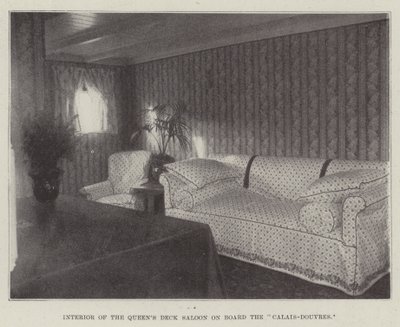 Interiør af Queens Deck Saloon ombord på Calais-Douvres af English Photographer