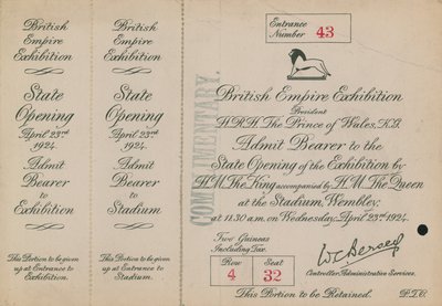 Invitation til statsåbningen af British Empire Exhibition af English Photographer