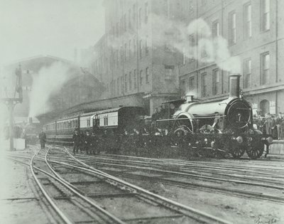 Sidste bredsporede tog, der forlader Paddington Station, 1892 af English Photographer