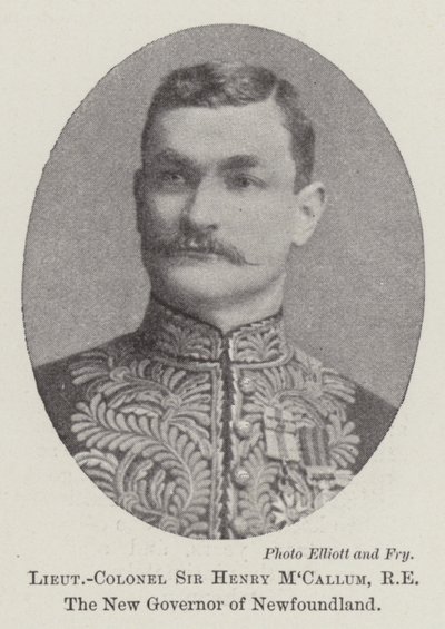 Oberstløjtnant Sir Henry MCallum, RE, Newfoundlands nye guvernør af English Photographer