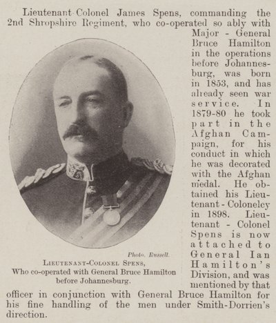 Oberstløjtnant Spens, som samarbejdede med general Bruce Hamilton før Johannesburg af English Photographer