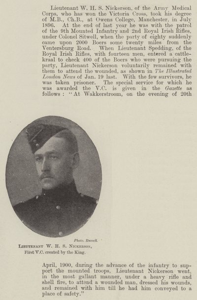 Løjtnant W H S Nickerson, første VC skabt af kongen af English Photographer