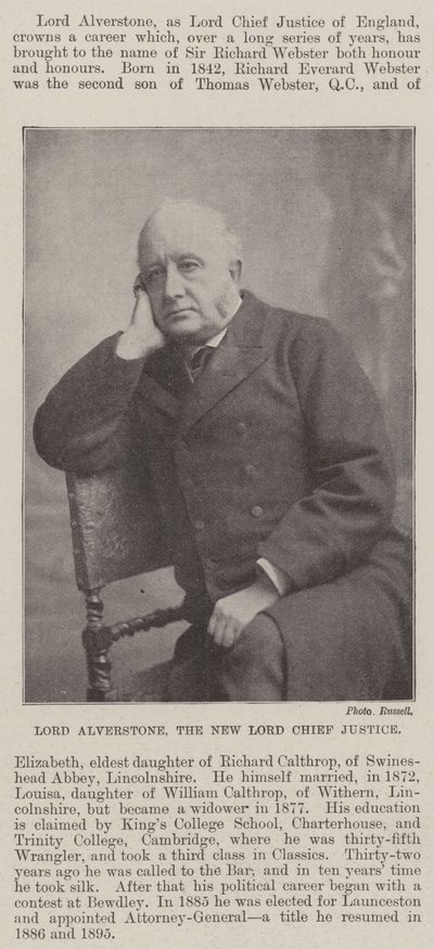 Lord Alverstone, den nye Lord Chief Justice af English Photographer
