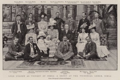 Lord Curzon som vicekonge af Indien, en gruppe i Viceregal Lodge, Simla af English Photographer