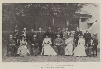 Lord Curzons besøg i Lucknow, en gruppe i Government House af English Photographer