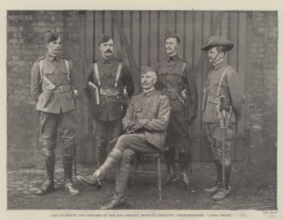 Lord Dunraven og officerer fra 67. kompagni Imperial Yeomanry (Sharpshooters), på vej mod syd af English Photographer
