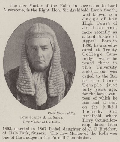 Lord Justice A L Smith, New Master of the Rolls af English Photographer