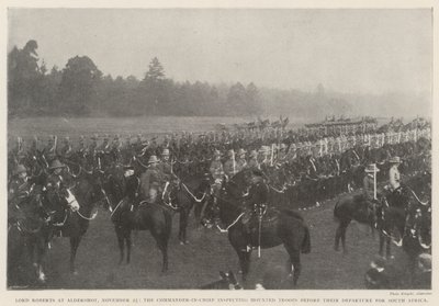 Lord Roberts ved Aldershot den 25. november, den øverstkommanderende inspicerer beredne tropper før deres afgang til Sydafrika af English Photographer