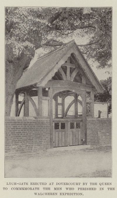 Lych-porten opført ved Dovercourt af dronningen til minde om de mænd, der omkom i Walcheren-ekspeditionen af English Photographer