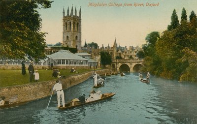 Magdalen College, Oxford, set fra floden af English Photographer