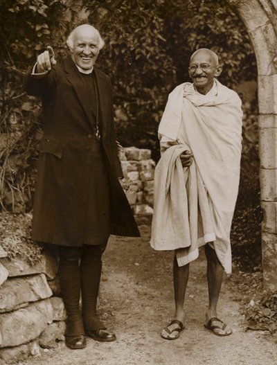 Mahatma Gandhi, indisk leder af bevægelsen for uafhængighed fra britisk styre (s/h foto) af English Photographer