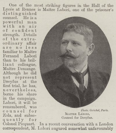 Maitre Labori, advokat for Dreyfus af English Photographer