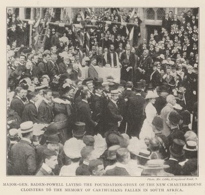 Generalmajor Baden-Powell lægger grundstenen til de nye charterhusklostre til minde om faldne karteusere i Sydafrika af English Photographer