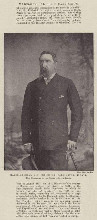 Generalmajor Sir Frederick Carrington, KCMG, ny chef for styrkerne i Sydafrika af English Photographer
