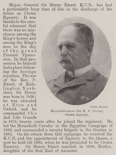 Generalmajor Sir HP Ewart, Crown Equerry af English Photographer