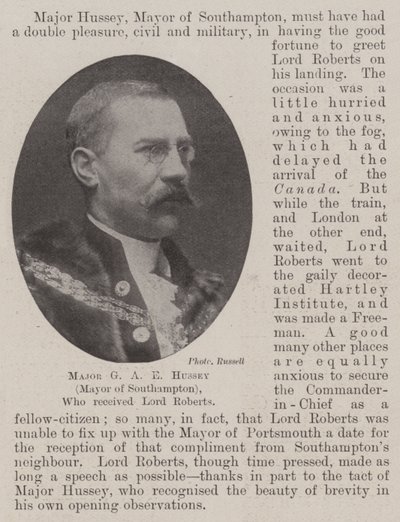 Major GA E Hussey (borgmester i Southampton), som modtog Lord Roberts af English Photographer