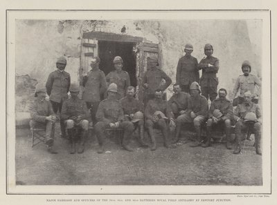 Major Harrison og officerer fra 76., 81. og 82. Batteries Royal Field Artillery ved Newport Junction af English Photographer