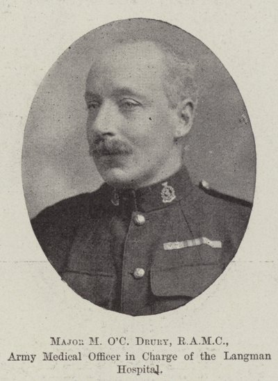 Major M OC Drury, RAMC, hærlæge med ansvar for Langman Hospital af English Photographer