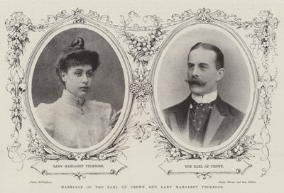 Ægteskab mellem jarlen af Crewe og Lady Margaret Primrose af English Photographer