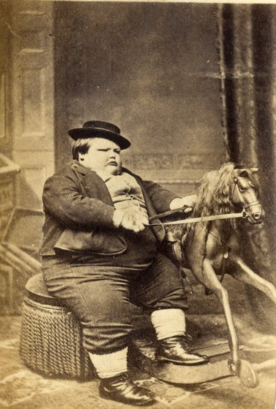 Mester Richard Beanham ved sin gyngehest, 1870
