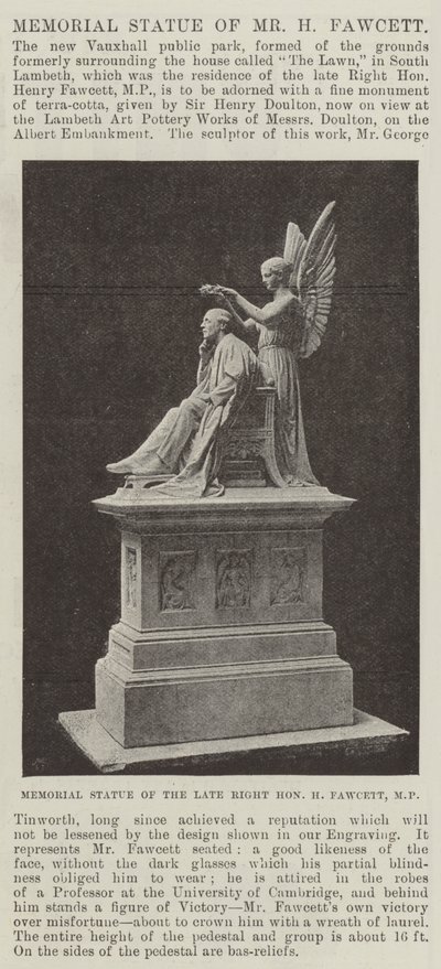 Mindestatue af hr. H Fawcett af English Photographer