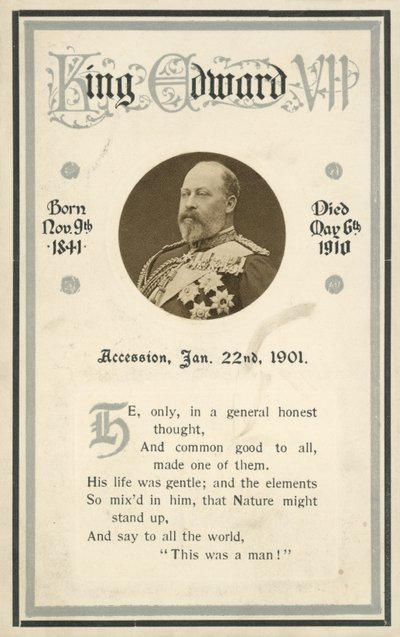 Mindekort, Kong Edward VII (s/h foto) af English Photographer