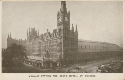 Midland Station og Grand Hotel, St. Pancras, London af English Photographer