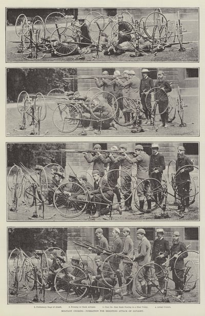 Militær cykling, formation til at modstå angreb af kavaleri af English Photographer