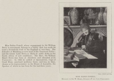 Frøken Baden-Powell, forlovet med Sir W Berry, formand for Cape Parliament af English Photographer