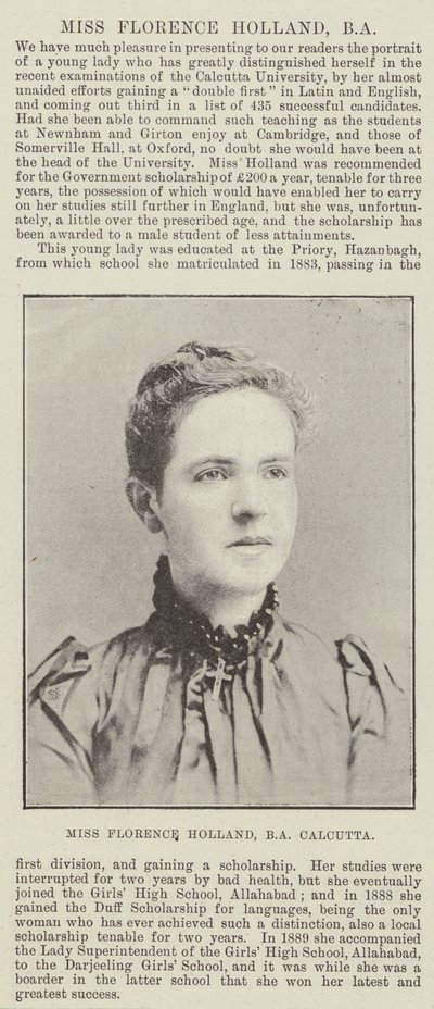 Miss Florence Holland, BA, Calcutta af English Photographer