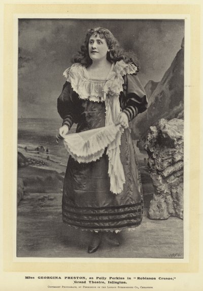 Miss Georgina Preston, som Polly Perkins i Robinson Crusoe, Grand Theatre, Islington af English Photographer