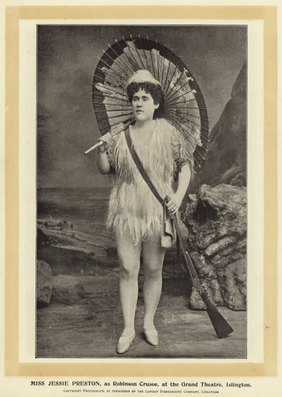 Miss Jessie Preston som Robinson Crusoe på Grand Theatre, Islington af English Photographer