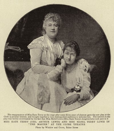 Miss Kate Terry (Mrs Arthur Lewis) og Miss Mabel Terry Lewis i The Master på Globe Theatre af English Photographer