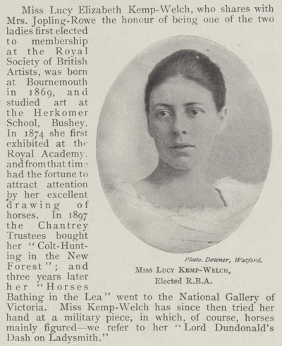 Miss Lucy Kemp-Welch, valgt til RBA af English Photographer