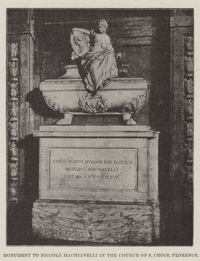 Monument til Niccolo Machiavelli i S Croce-kirken, Firenze af English Photographer
