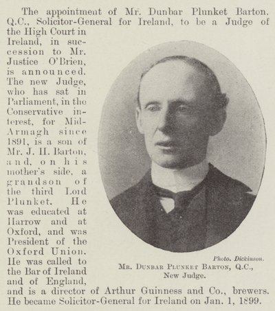 Mr. Dunbar Plunket Barton, QC, ny dommer af English Photographer