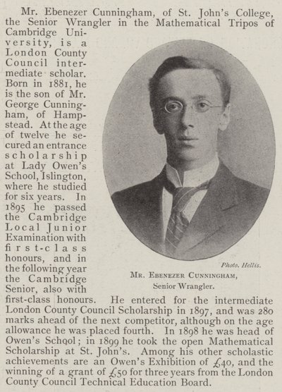 Mr. Ebenezer Cunningham, Senior Wrangler af English Photographer